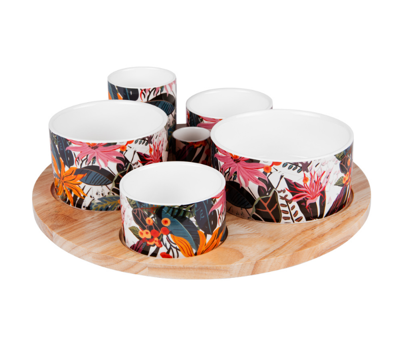 Service apéritif tournant Taiana en porcelaine
