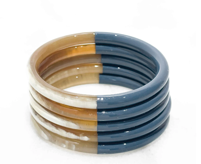 BRACELET EN CORNE VERITABLE BLEU