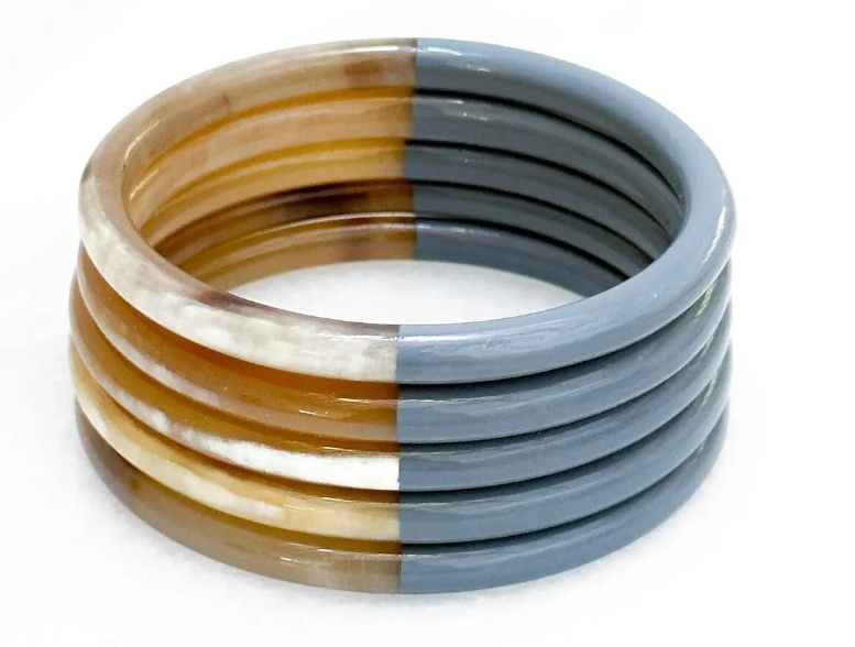 BRACELET EN CORNE VERITABLE GRIS ANTHRACITE