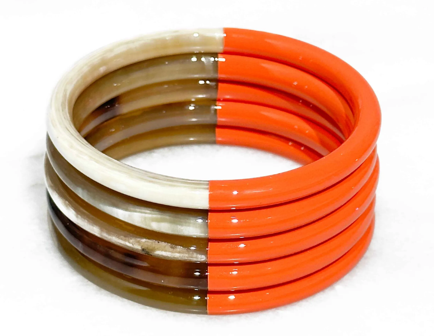 BRACELET EN CORNE VERITABLE ORANGE