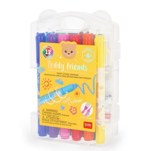 Set de 12 Crayons Gras Rotatifs - Teddy Friends