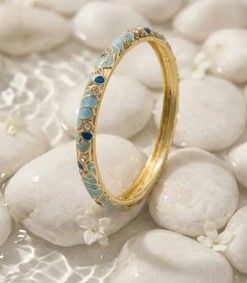 Bracelets Thaï Colorés en Laiton – Joncs Bohème Chic & Strass Tendance - Bleu