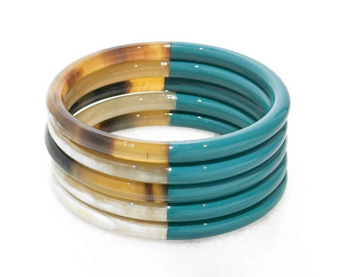 BRACELET EN CORNE VERITABLE TURQUOISE