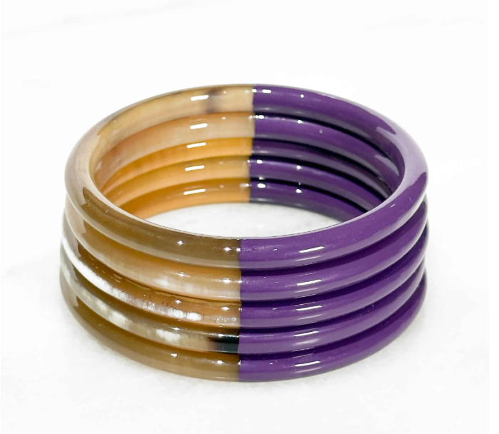 BRACELET EN CORNE VERITABLE VIOLET