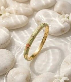 Bracelets Thaï Pastel en Laiton – Joncs Colorés Bohème Chic Femme - Vert