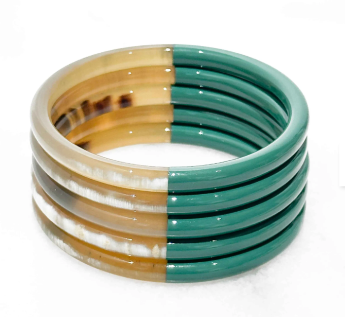 BRACELET EN CORNE VERITABLE VERT