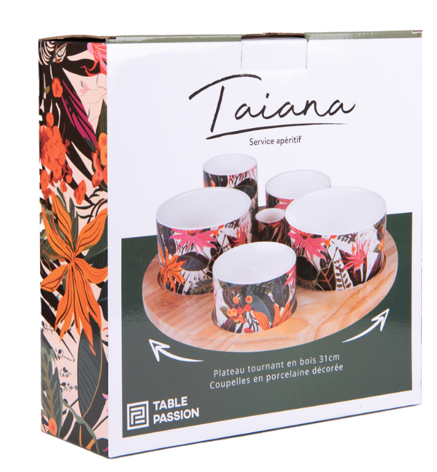 Service apéritif tournant Taiana en porcelaine