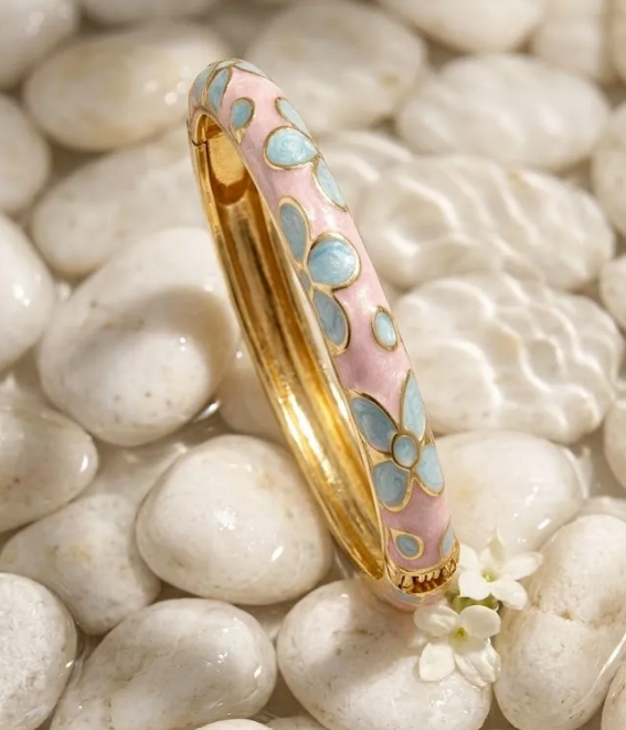 BRACELET JONC THAILANDAIS BLUSH FLEURI