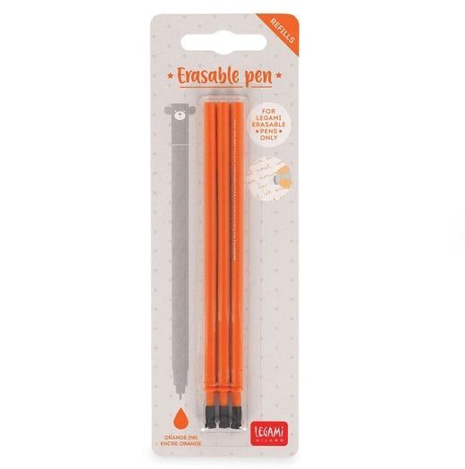 Set de 3 Recharges pour Stylo à Encre Gel Effaçable - Encre ORANGE