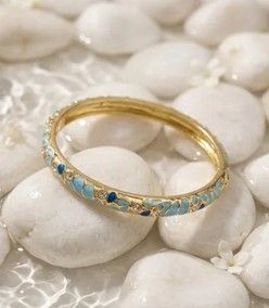Bracelets Thaï Colorés en Laiton – Joncs Bohème Chic & Strass Tendance - Bleu