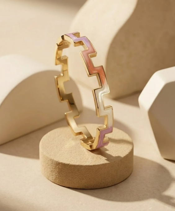 BRACELET JONC EMAILLE ROSE