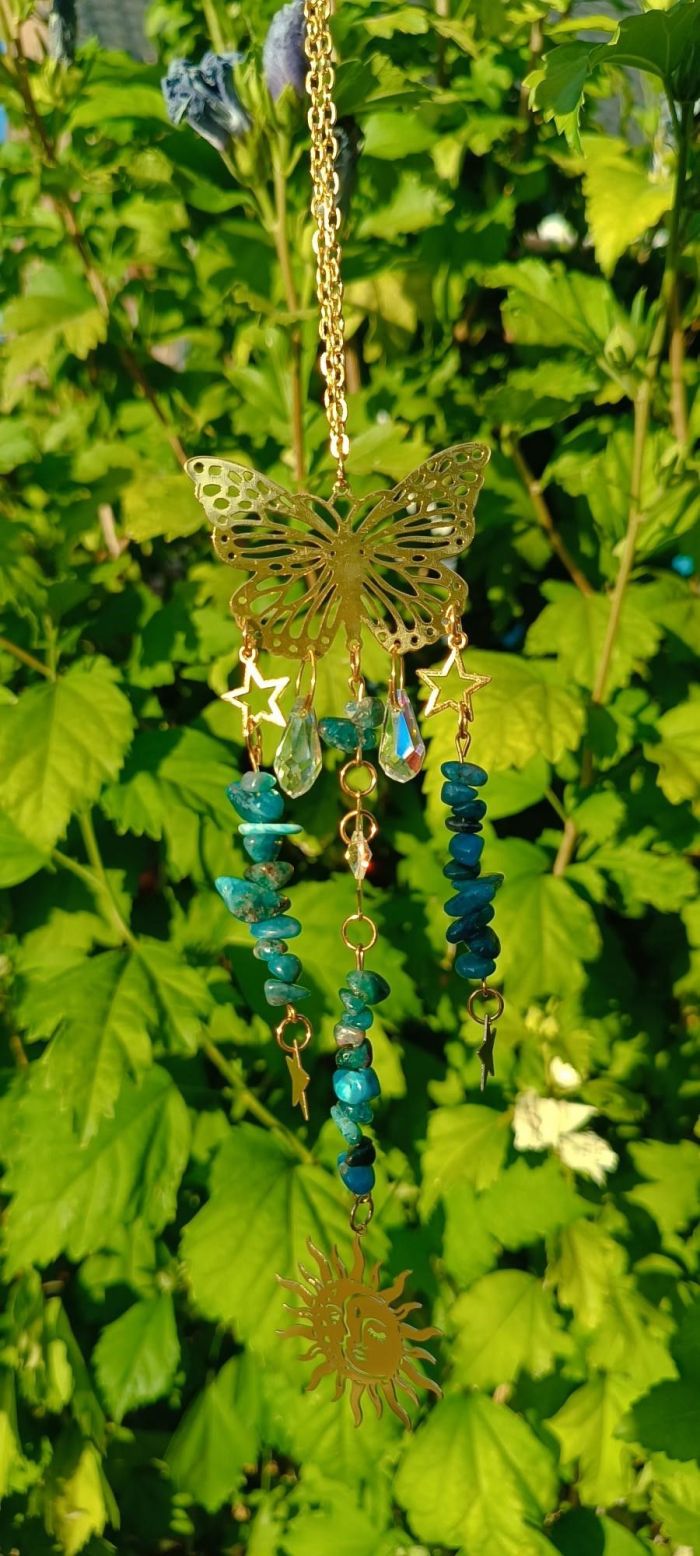 Attrape-soleil Papillon Soluna Apatite Bleue